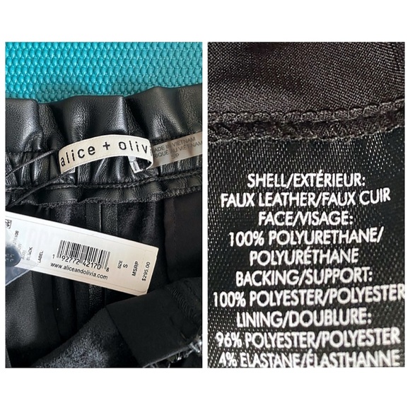 Alice + Olivia Liliana Black Vegan Leather Cropped Ankle Paper Bag Pant - Picture 14 of 16